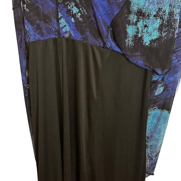 Anne Klein Large Long-Sleeve Lined Dress Abstract Print Blue Black Polyester - Picture 8 of 12